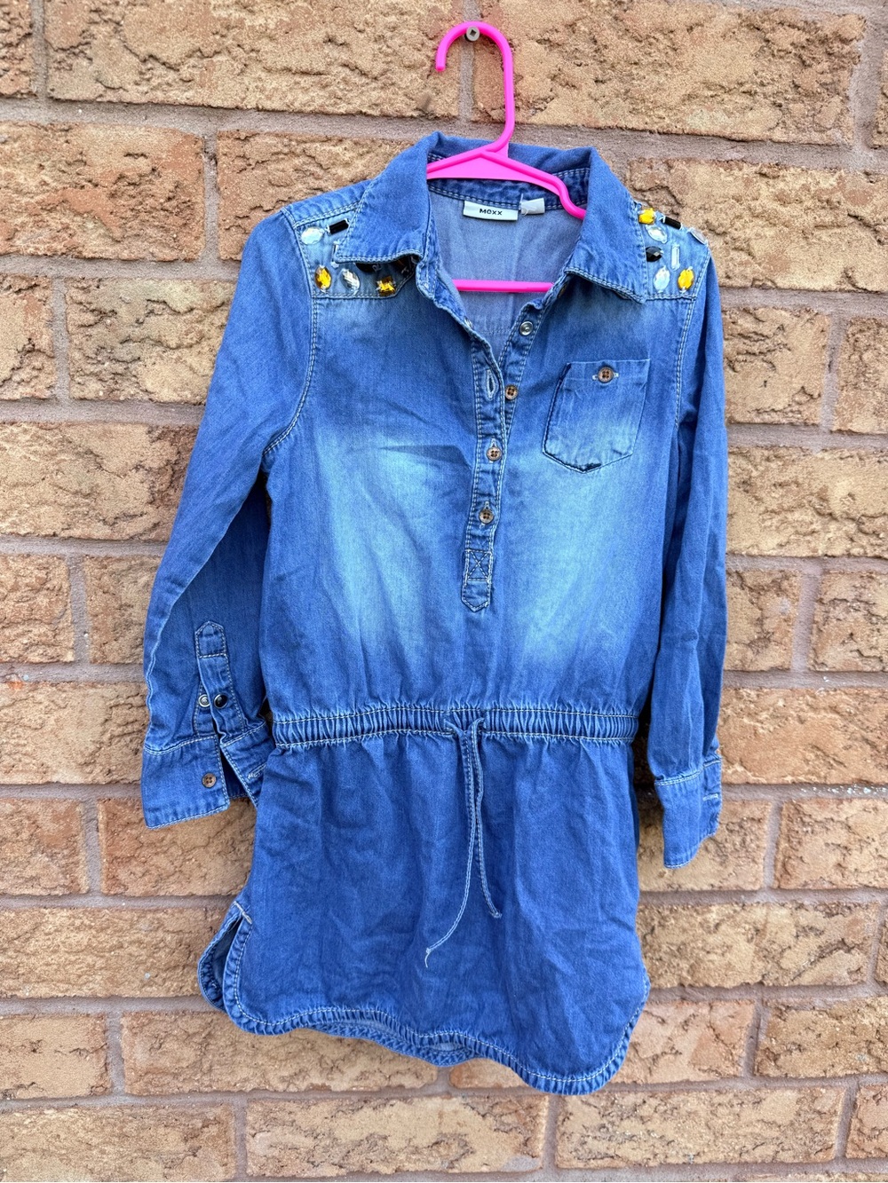 🌿4/$25 • MExx Denim Shirt Dress with Embellished Shoulders